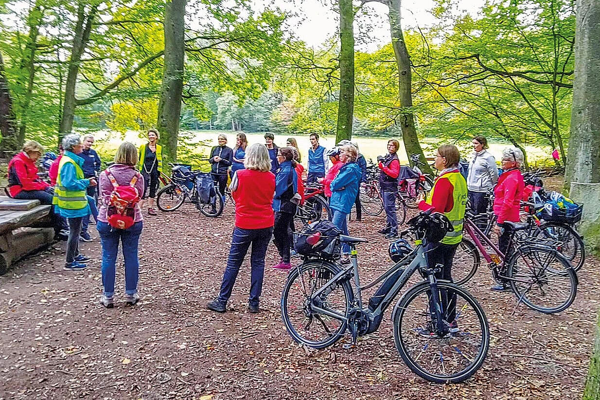 „Frau alleine mit dem Rad auf Reise“ war Thema mitten im Wald bei der Radtour des Frauennetzwerks